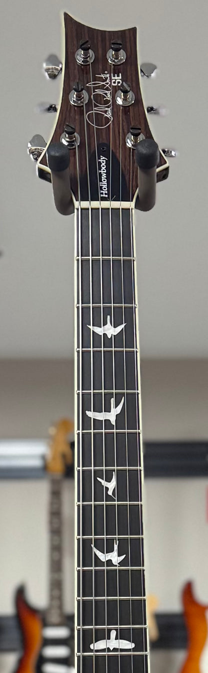 Front of neck of Used PRS SE Hollowbody Standard Fire Red Burst w/case TSS6463