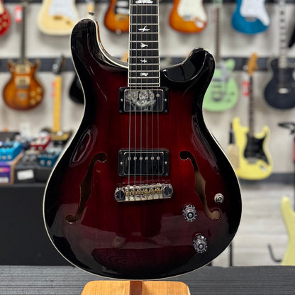 Front of body of Used PRS SE Hollowbody Standard Fire Red Burst w/case TSS6463
