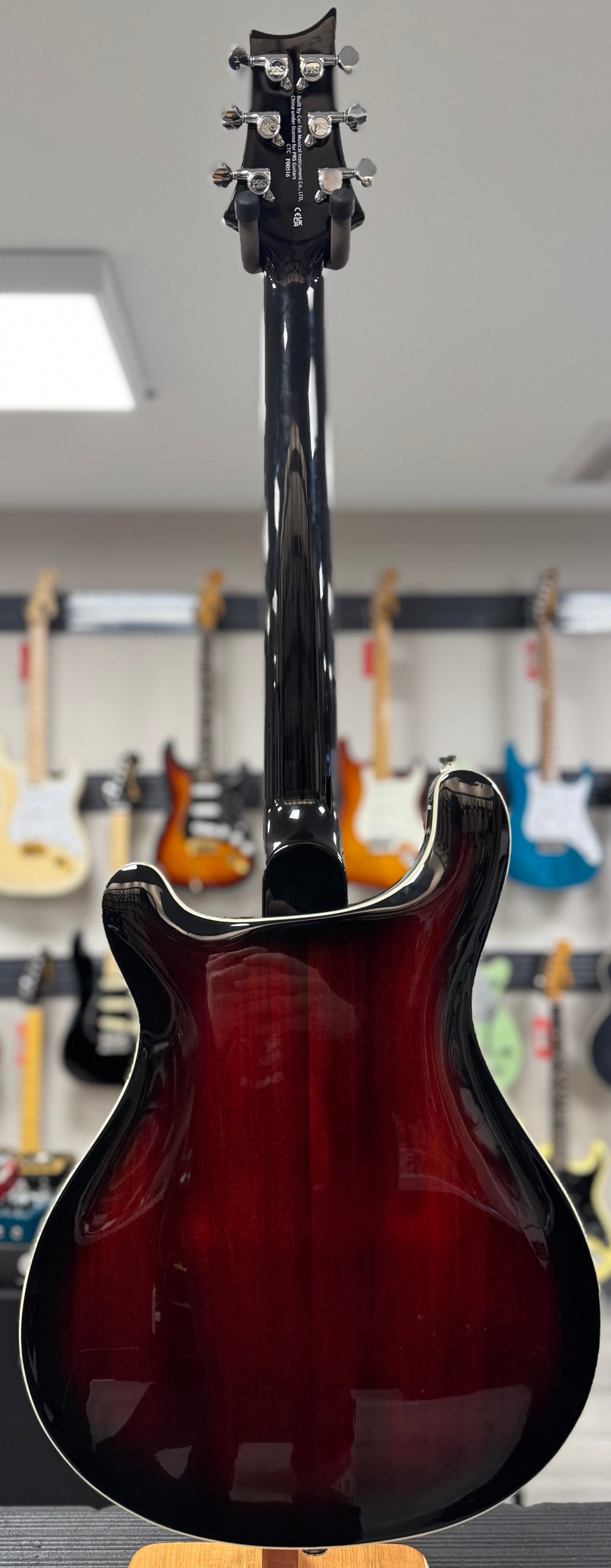 Back of whole Used PRS SE Hollowbody Standard Fire Red Burst w/case TSS6463