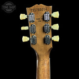 Back of headstock of Gibson Les Paul Standard 50s Figured Top Ocean Blue.