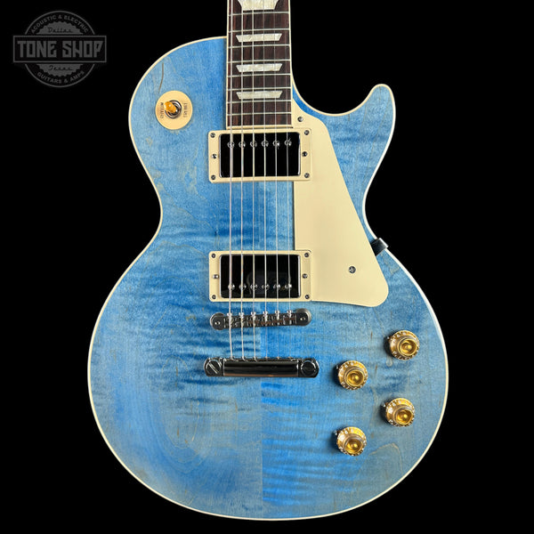 Front of Gibson Les Paul Standard 50s Figured Top Ocean Blue.
