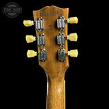 Back of headstock of Gibson Les Paul Standard 50s Figured Top Honey Amber.