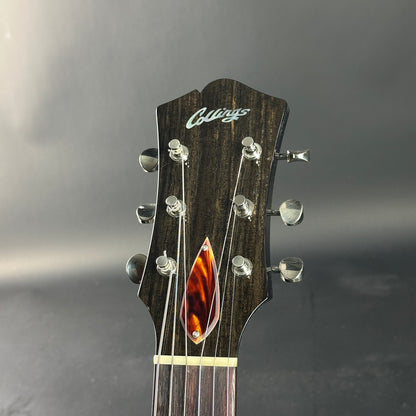 Guitar headstock with 'Collings' logo on a gray background