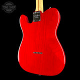 Back angle of Used 2013 Fender American Standard Telecaster Crimson Red Transparent.