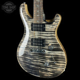 Front angle of PRS Wood Library Custom 24 Stoptail Limited Edition Charcoal Stained Neck.