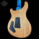Back angle of PRS Select Wood Library McCarty Trem 10 Top Arctic Blue.
