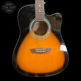 Front of Used Washburn WA90CE Sunburst TFW3275.