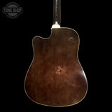 Back of Used Washburn WA90CE Sunburst TFW3275.