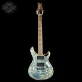 Full front of PRS Wood Library Custom 24 Stoptail Limited Edition Faded Whale Blue Stained Neck.