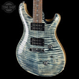 Front angle of PRS Wood Library Custom 24 Stoptail Limited Edition Faded Whale Blue Stained Neck.