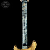 Back of neck of PRS Wood Library Custom 24 Stoptail Limited Edition Faded Whale Blue Stained Neck.