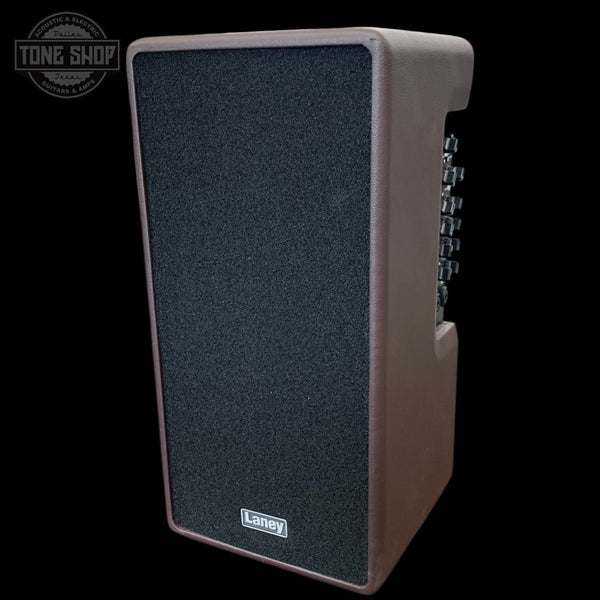 Guitar amplifier with 'Laney' branding on a black background