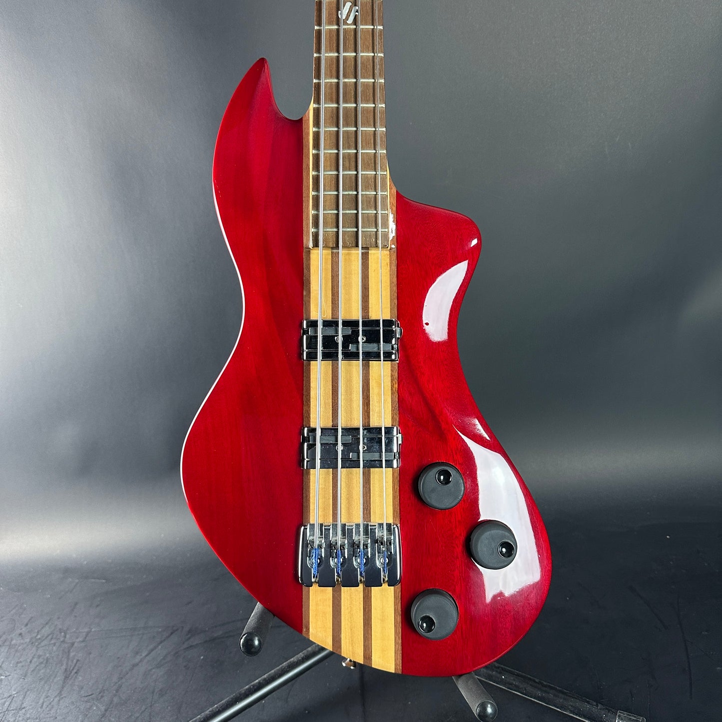 Front of Used Lace Helix Bass Red.