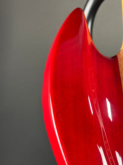 Scratches on horn of Used Lace Helix Bass Red.