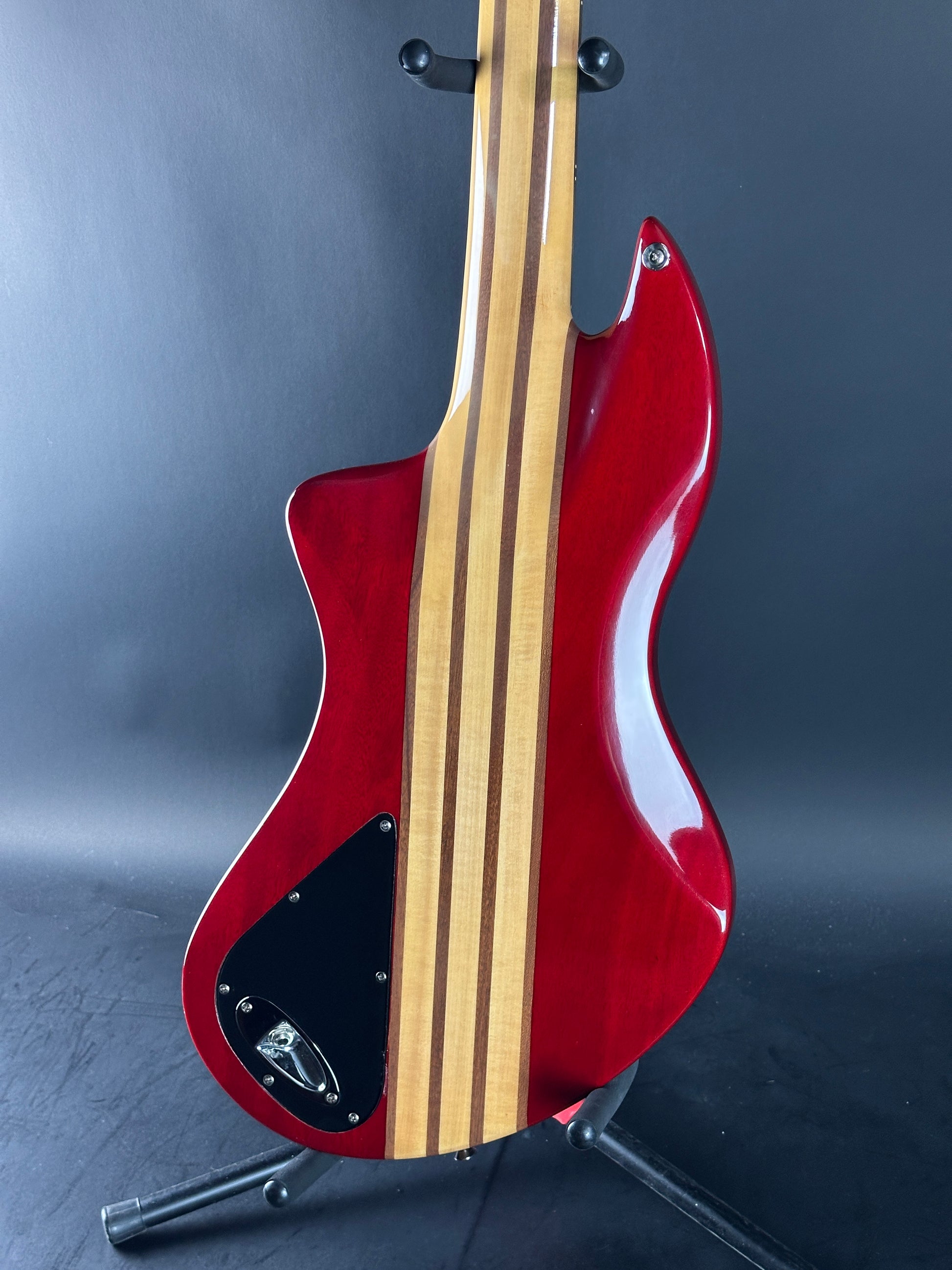 Back angle of Used Lace Helix Bass Red.
