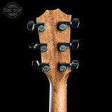 Back of headstock of Taylor Prototype 314ce Studio Blacktop Sapele / Sitka.