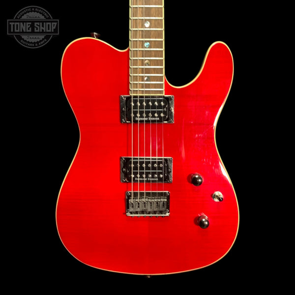 Front of Used 2019 Fender Special Edition Custom Telecaster FMT HH Crimson Transparent Red.