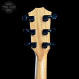 Back of headstock of Taylor Prototype Sunset Boulevard 214ce Walnut/Sitka Eclipse Burst.