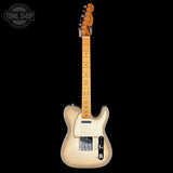 A classic Fender Telecaster electric guitar in a cream sunburst finish, shown vertically against a solid black background. The headstock features the Fender logo, and a 'TONE SHOP' watermark is visible in the top-left corner.