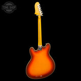 Back of Used 2014 Fender Starcaster Aged Cherry Burst TFW3409.