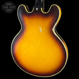 Back angle of Gibson Custom 1959 ES-355 Bourbon Burst Heavy Aged.