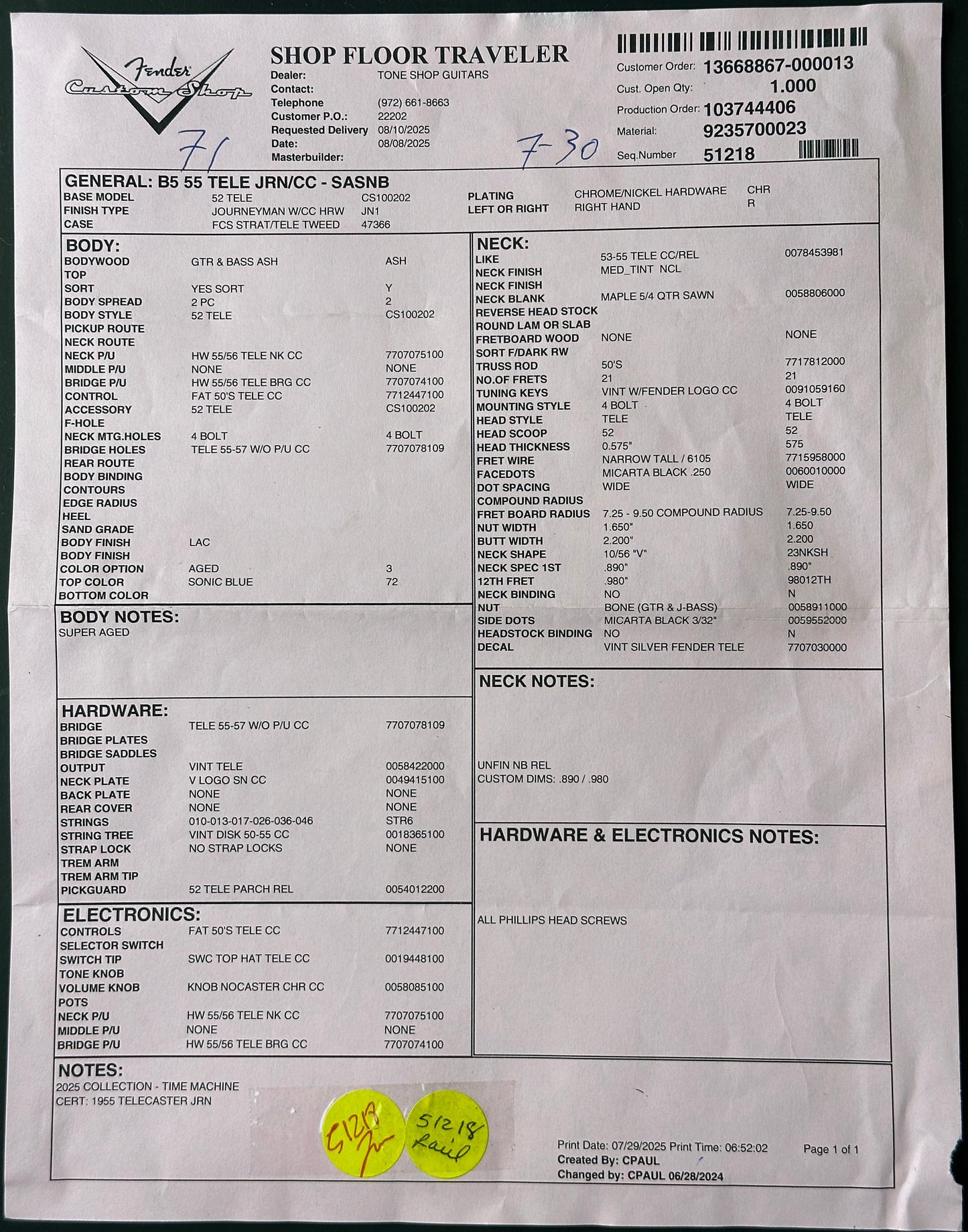 Sheet of paper with printed text and a green label on a black background