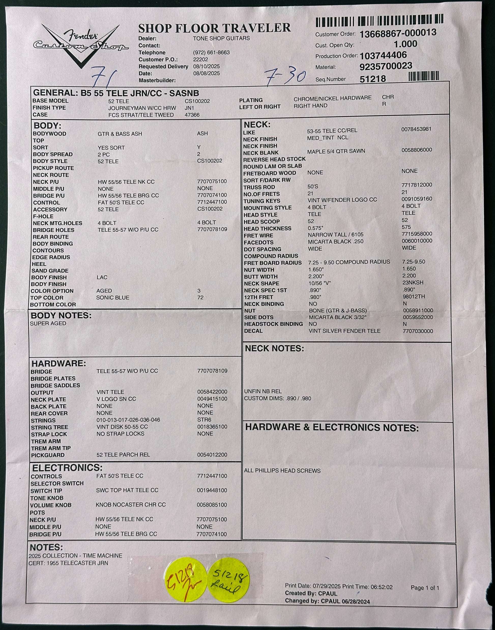 Sheet of paper with printed text and a green label on a black background