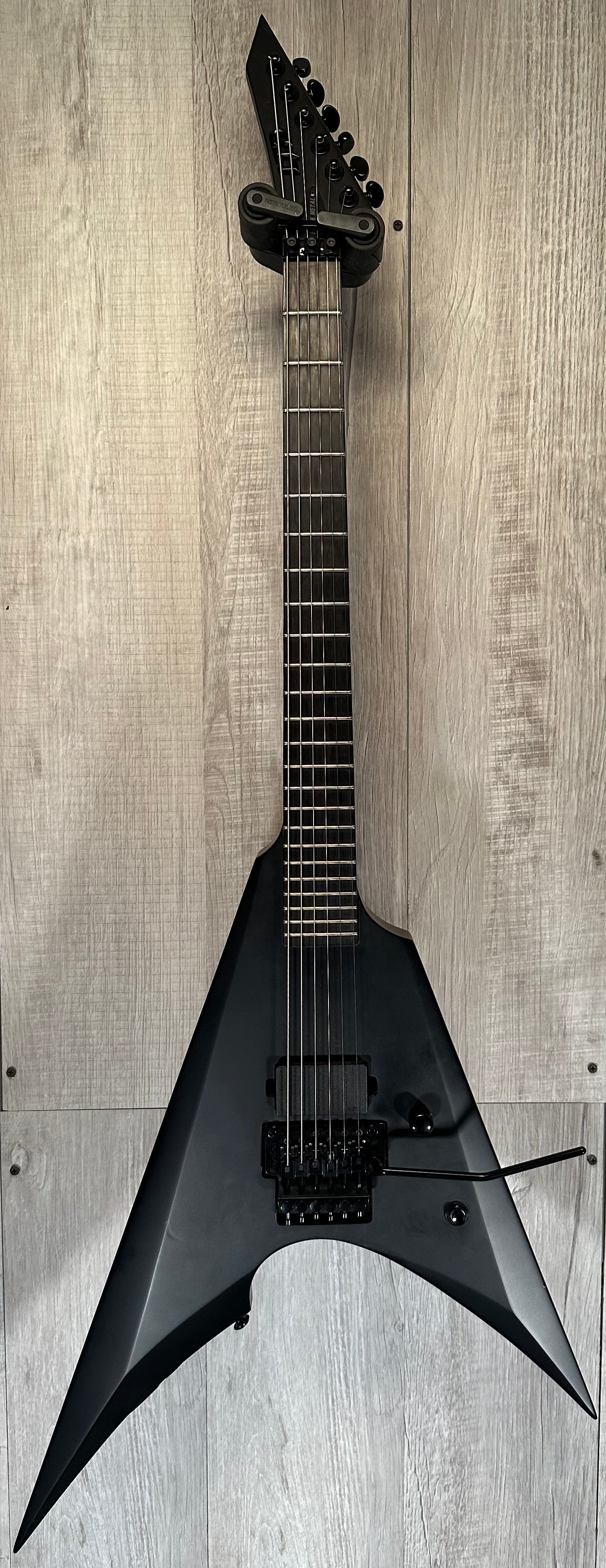 Full front of Used ESP LTD Arrow Black Metal TSS3604