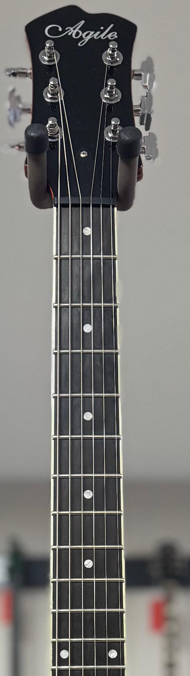 Neck of Used Agile AD201 Cherry Stain Electric Guitar w/Case TSS6631