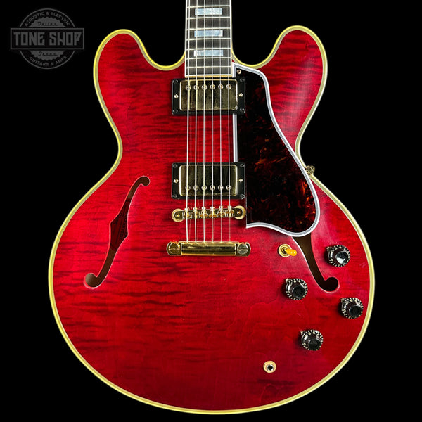 Front of Gibson Custom 1959 ES-355 Figured Dark Viking Red Ultra Light Aged.