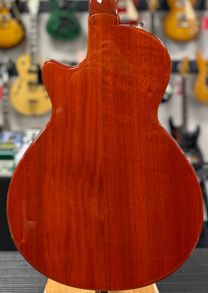 Back of Used Agile AD201 Cherry Stain Electric Guitar w/Case TSS6631