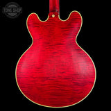 Back of Gibson Custom 1959 ES-355 Figured Dark Viking Red Ultra Light Aged.