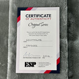 Certificate of Authenticity for an ESP guitar on a textured gray background