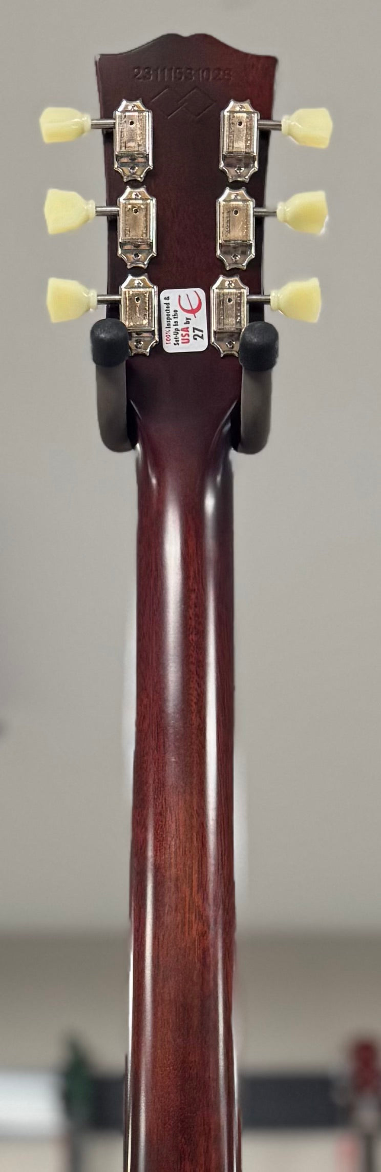 Back of neck of Used Epiphone "Inspired By Gibson Custom" 1959 Les Paul Standard Tobacco Burst w/case TSS6660