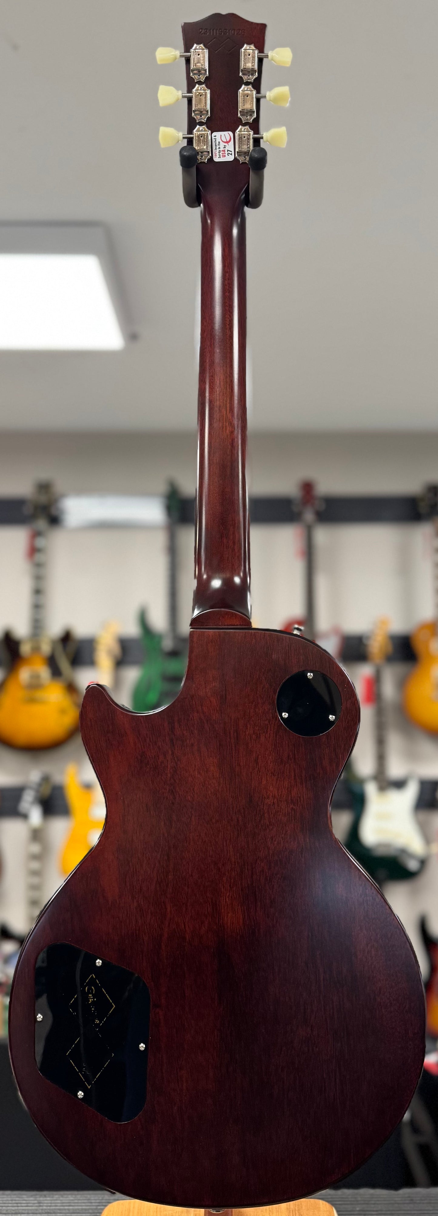 Full back of Used Epiphone "Inspired By Gibson Custom" 1959 Les Paul Standard Tobacco Burst w/case TSS6660