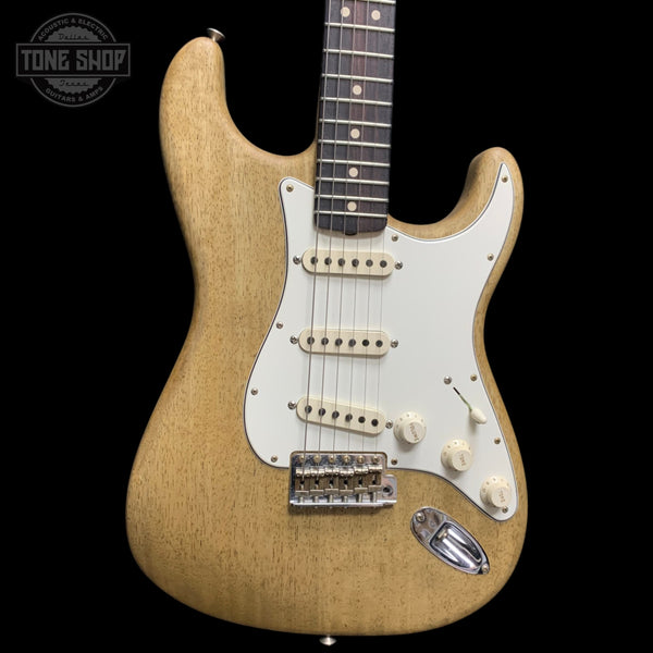 Front of Used 2023 Fender Custom Shop 1963 Strat Korina Journaman Natural.