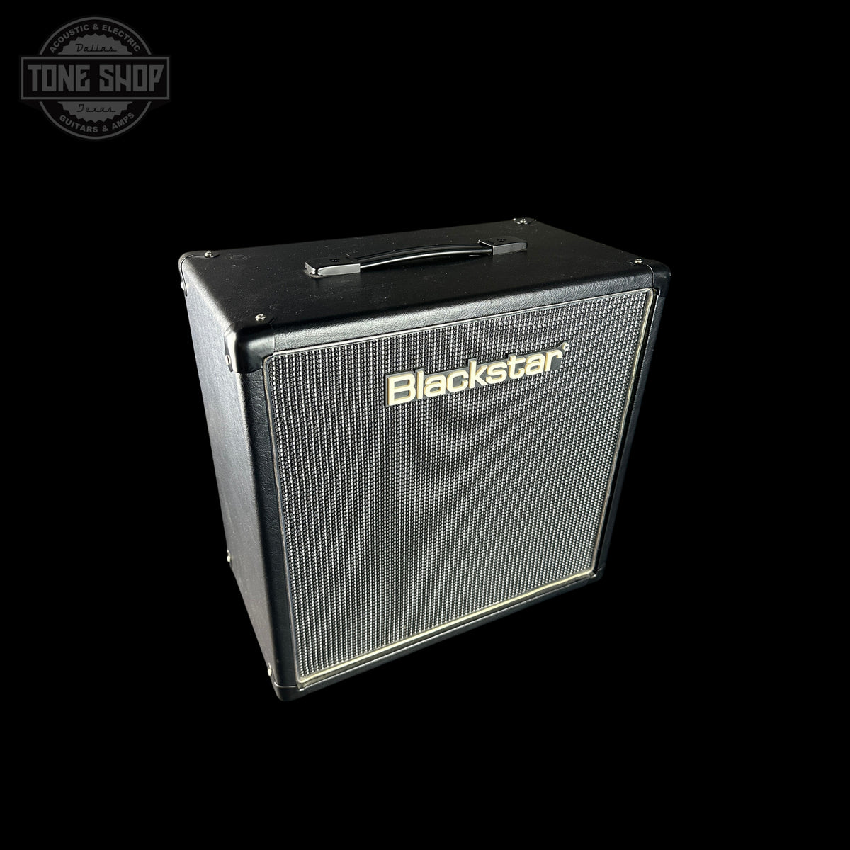 Blackstar guitar amplifier cabinet on a black background
