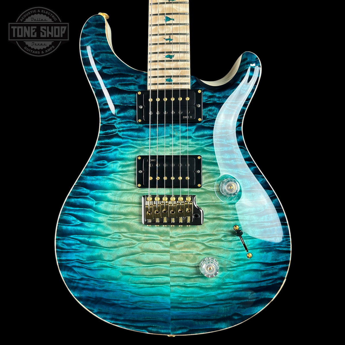 Front of PRS Private Stock 12508 Custom 24 Semi Hollow Sub Zero Glow.