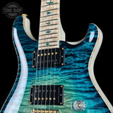 Front detail of PRS Private Stock 12508 Custom 24 Semi Hollow Sub Zero Glow.