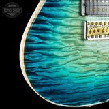Front detail of PRS Private Stock 12508 Custom 24 Semi Hollow Sub Zero Glow.