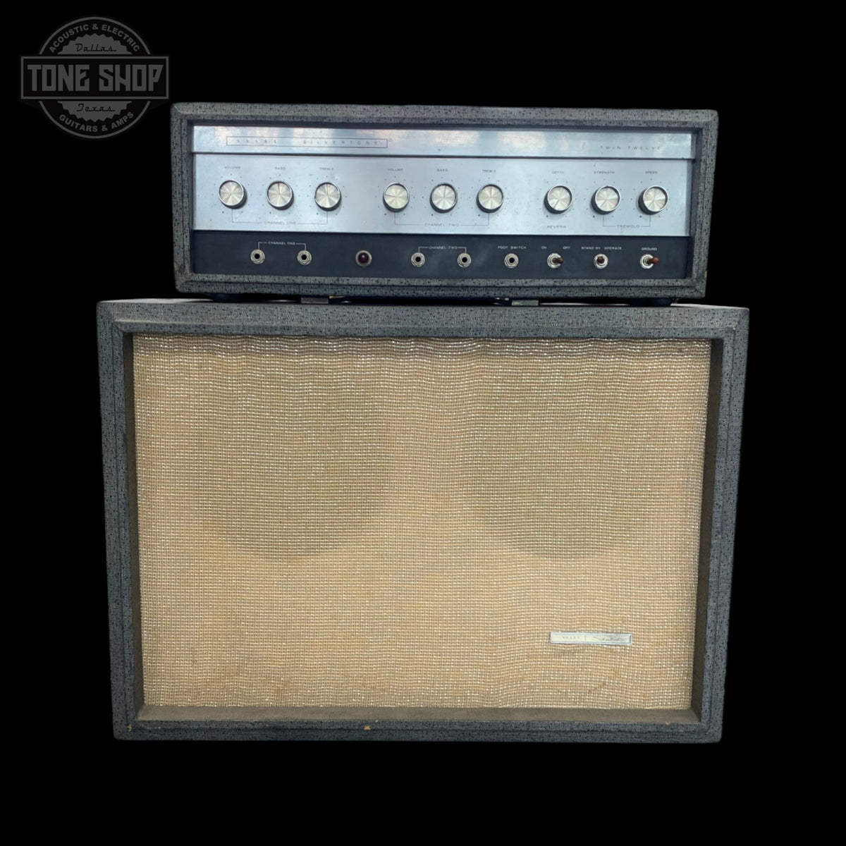 Front of Used 1965 Sears Silvertone 1484 Twin Twelve Piggyback Amp TFW3510.