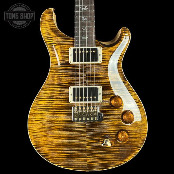 Front of PRS Wood Library DGT 10 Top Yellow Tiger Korina / Brazilian RW.