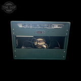 Back of Used Fender FSR '65 Deluxe Reverb British Racing Green Eminence GA-SC64 1x12 Combo TFW3520.
