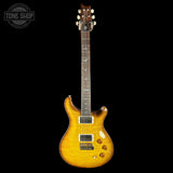 Full front of PRS Wood Library DGT 10 Top Livingston Lemondrop Korina / Brazilian RW.