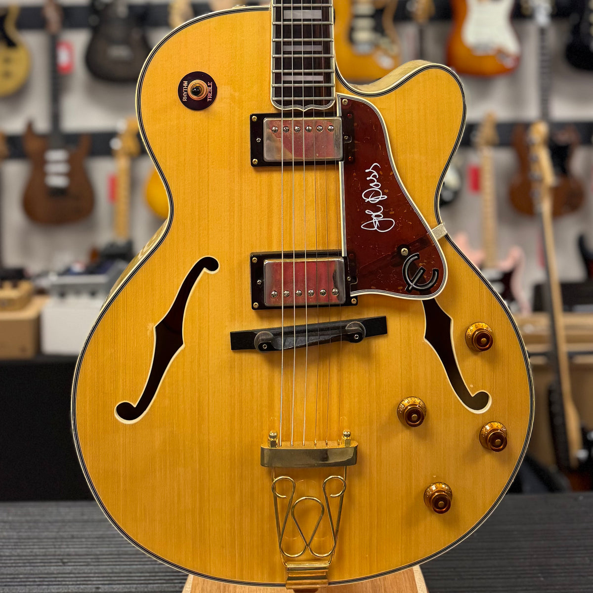 Front of Used Epiphone Joe Pass Emporer w/case TSS6699