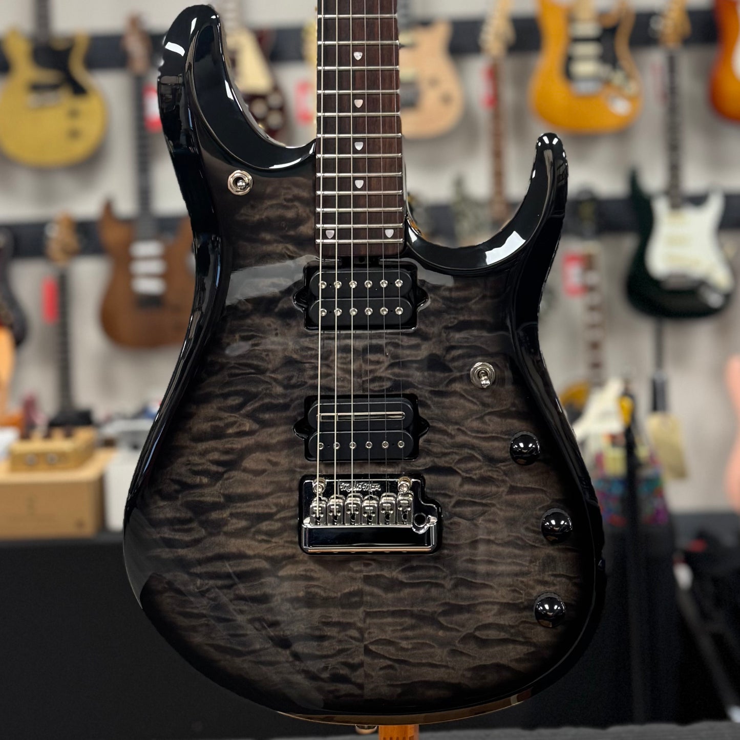 Front of Used 2007 Music Man Ball Family Reserve JP15-06 Transparent Black w/Case TSS6680