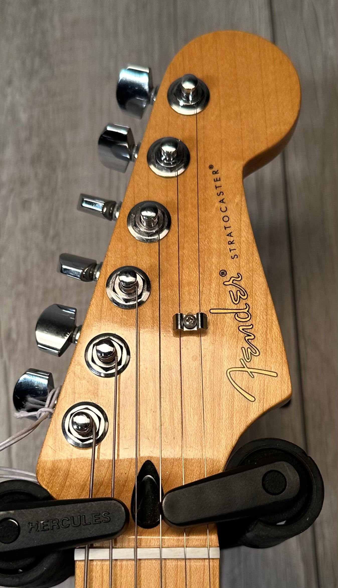 Headstock of Used 2013 Fender Blacktop Stratocaster Black w/bag TSS3739