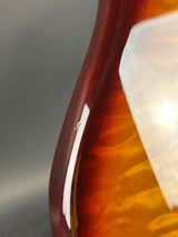 Close-up of a guitar neck with tortoiseshell finish