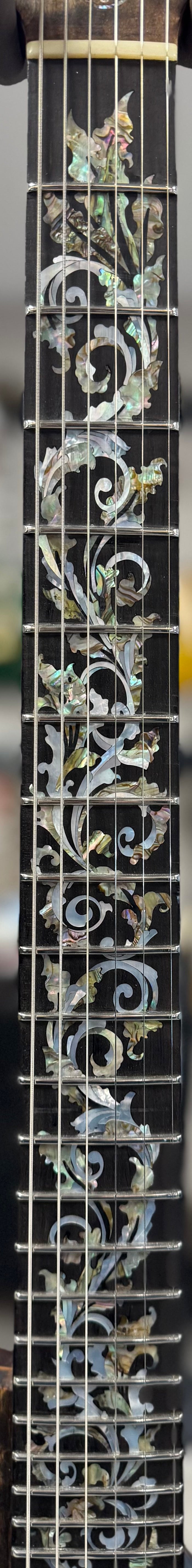 Fingerboard inlay on Used Warrior King's Closet Isabella Guitar w/Burl top w/Vine of Life w/Bag TSS6756