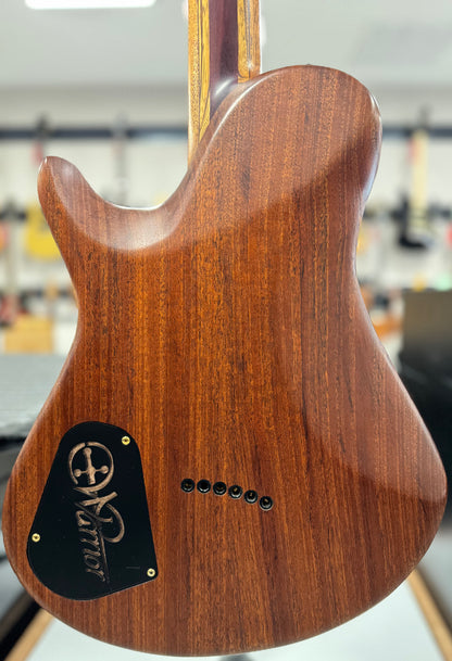 Back of body of Used Warrior King's Closet Isabella Guitar w/Burl top w/Vine of Life w/Bag TSS6756